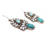 Tibet Turquoise Crystal Burst Vintage Earrings